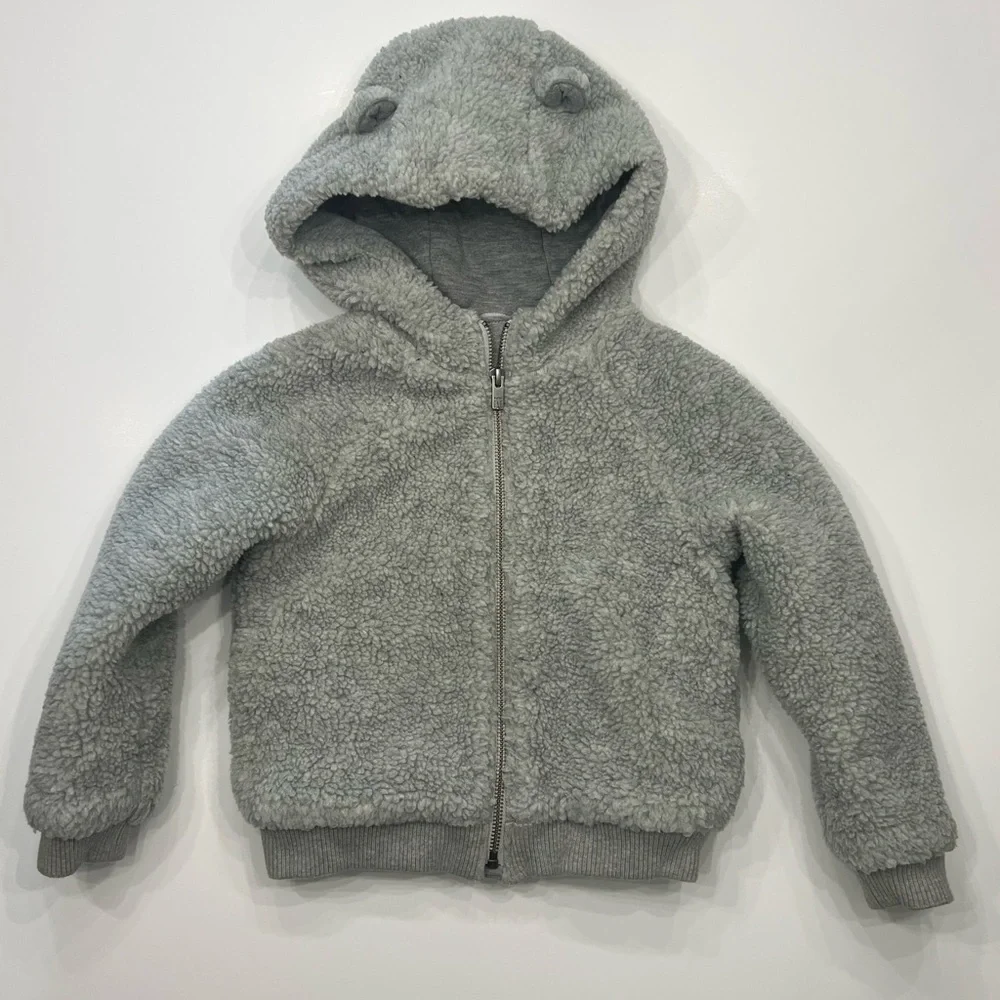 GAP Kids Gray Sherpa Zip-Up Hoodie Jacket